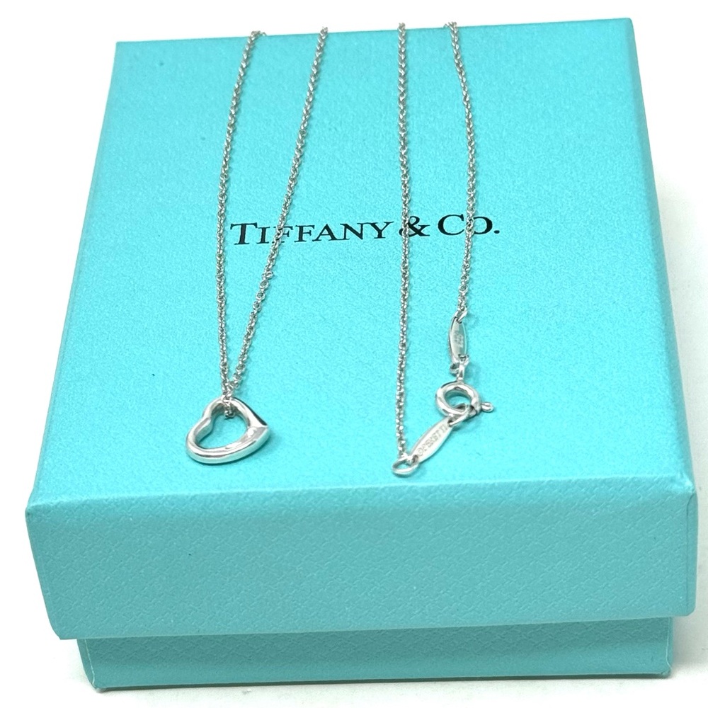 Authentic Tiffany & CO. Elsa Peretti Mini Open Heart Necklace. - Picture 10 of 13